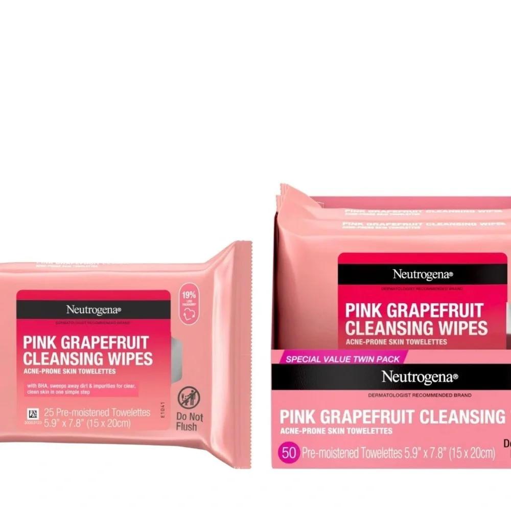 Neutrogena Makeup Remover Cleansing Wipes, Pink Grapefruit, 2 x 25 Ct